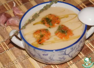 Суп-пюре из фасоли с креветками