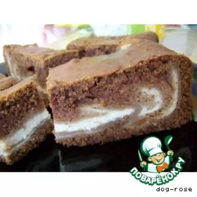 Шоколадно-творожный пирог «Мраморное море»