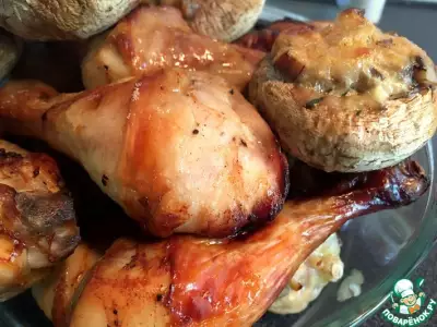 Курица с фаршированными шампиньонами в духовке