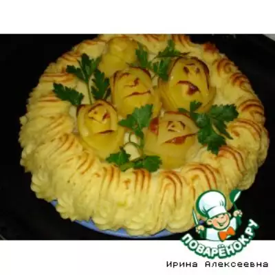 Картофельный торт дубль 2 или Картофельная корзина с розами