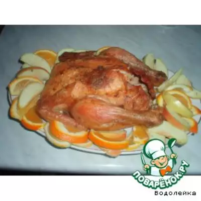 Курица начиненная цитрусовыми и луком