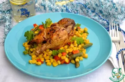 Цыплята с пряным кукурузным салатом