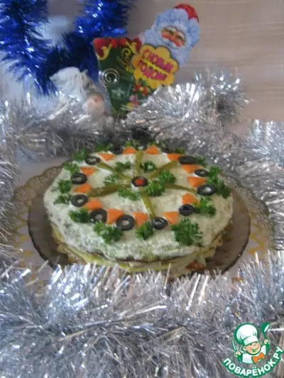 Закусочный торт "Новогодний калейдоскоп"