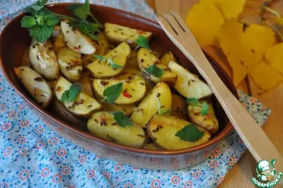 Остро-пряный печеный картофель с мятой