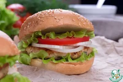 Чикенбургер с рисом и грибами