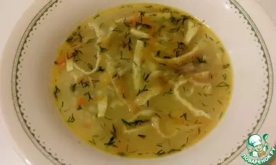 Суп с пшеном и яичным омлетом