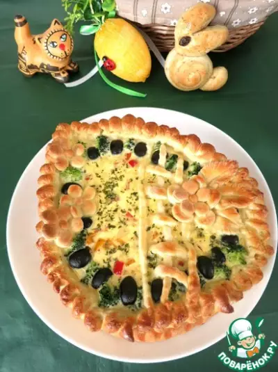 Пирог с маслинами и брокколи