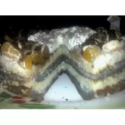 Манно-бисквитно-черничный торт