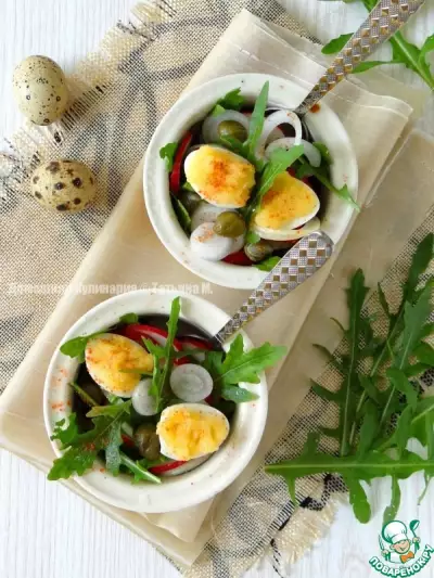 Порционный салат с каперсами и икрой