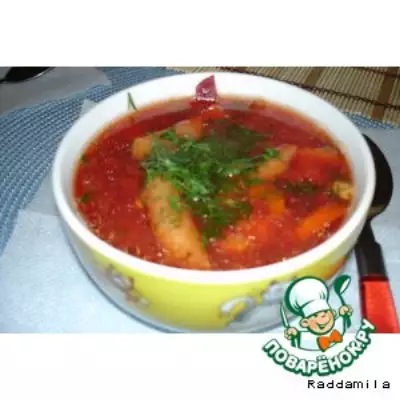 Овощной суп со свеклой и фасолью