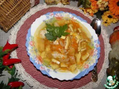 Куриный суп с яичными блинчиками "Моментальный"
