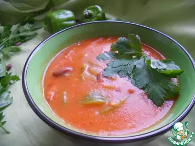 Острый томатный суп с фасолью