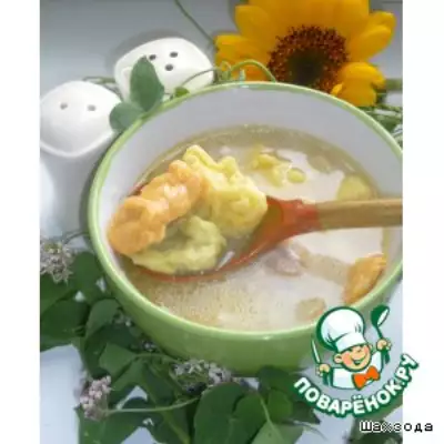 Суп с разноцветными клецками "Светофор"