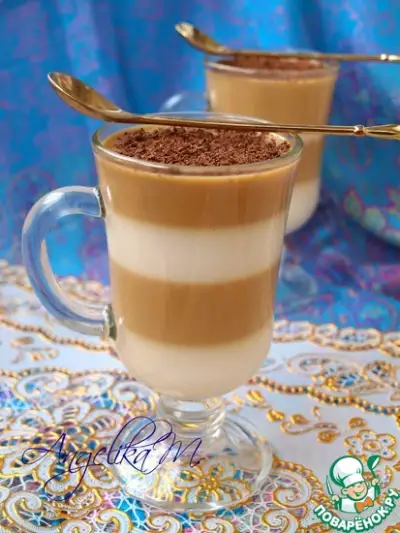 Молочно-кофейное полосатое желе