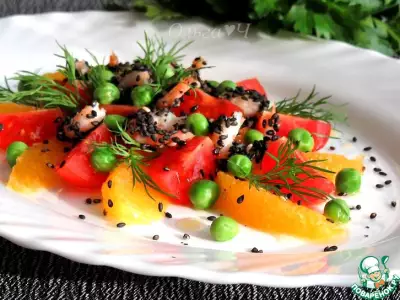 Средиземноморский салат с креветками и апельсинами