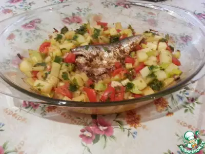 Запеченная средиземноморская сардина с овощами