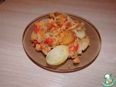 Картофельная запеканка с рисом и капустой
