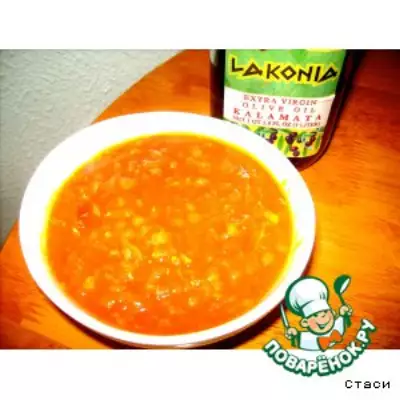 Томатный чечевичный суп с имбирем
