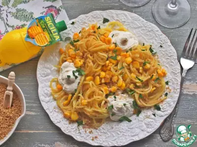 Спагетти с рикоттой и кукурузой