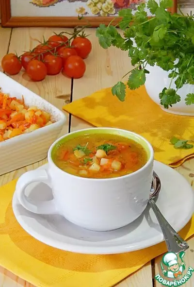Суп с печеными овощами и нутом