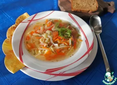Суп с курицей, сельдереем и фенхелем