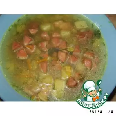 Суп гороховый с сосисками цветочки