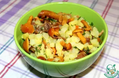 Салат картофельно-грибной со шкварками