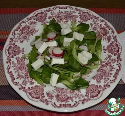 Салат листовой с редисом и фетой