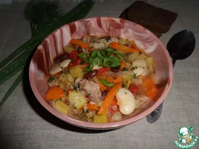 Овощное рагу с белой и красной фасолью