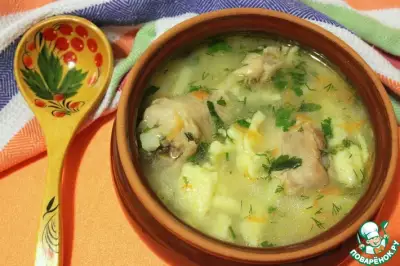 Суп куриный с клецками по-деревенски