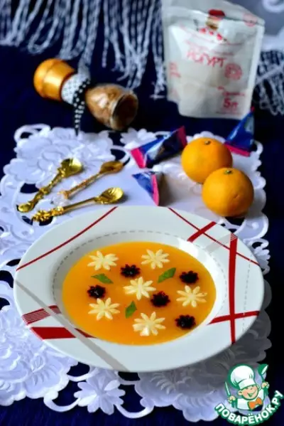 Мандариновый суп с йогуртовым суфле