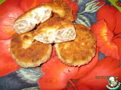 Пирожки "Улитки" с мясом в блинном тесте