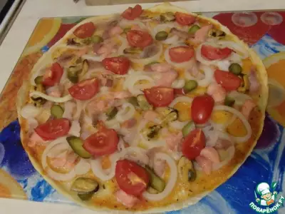 Пицца с рыбой и морепродуктами "Щедрое море"