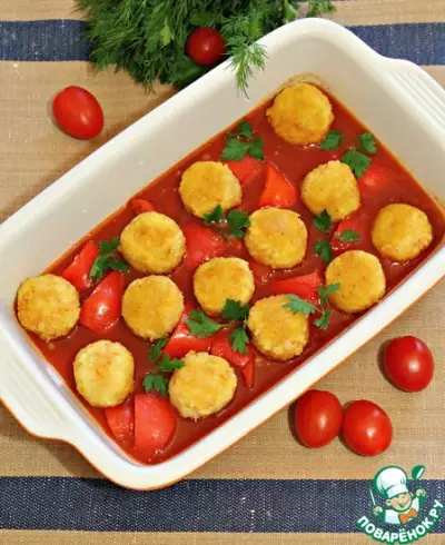 Постные тефтели в томатно-овощном соусе