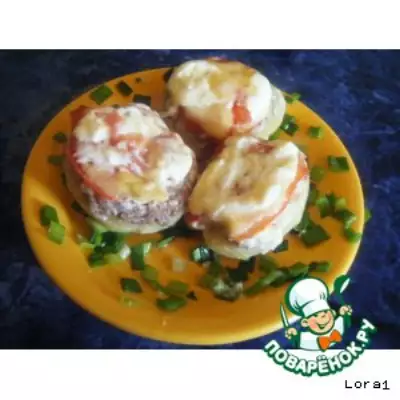 Картофельные лодочки с мясом и грибами