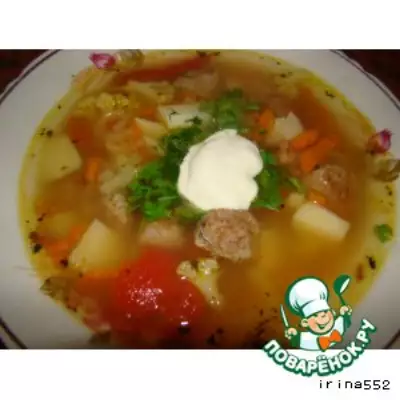 Овощной суп с котлетками