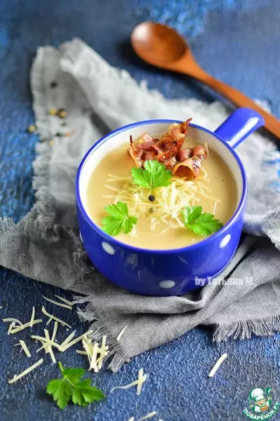 Картофельный суп-пюре с беконом и чесноком