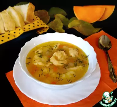 Овощной суп с тыквенными клецками