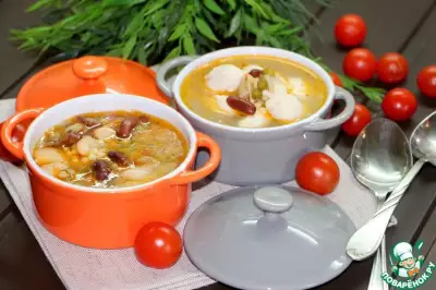 Фасолевый суп с птитимом и кнелями