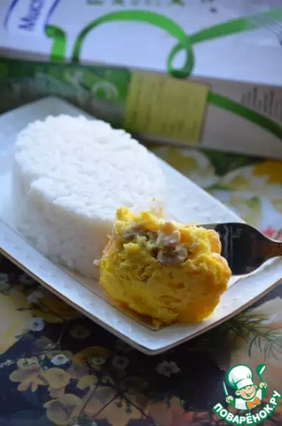 Камбала в суфле из сыра с рисом