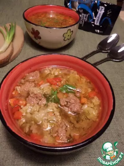 Овощной суп с булгуром и фрикадельками