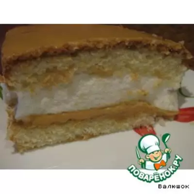 Бисквитный торт с суфле и кремом из вареной сгущенки