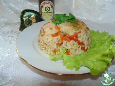 Рис с соевым соусом и овощами
