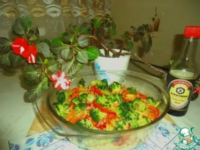 Макароны с овощами в соево-сырном соусе