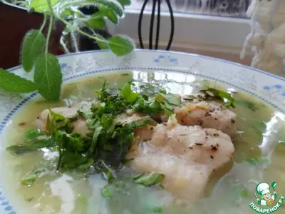 Суп-пюре с рыбой и зеленым горошком