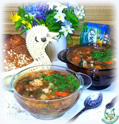 Чечевичный суп с крапивой и черемшой