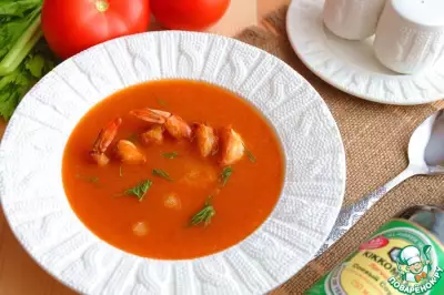 Томатный суп-пюре с креветками