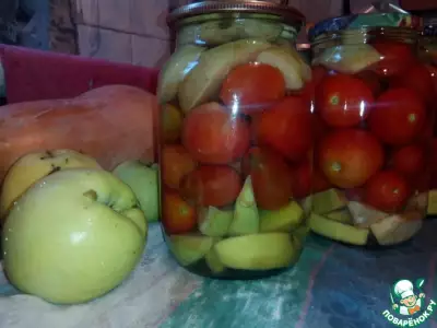 Консервированные помидоры с яблоками без уксуса