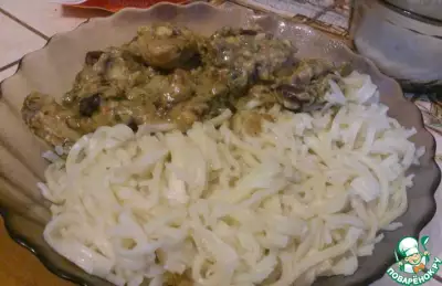 Куриное филе в сливочном соусе с грибами и консервированной фасолью