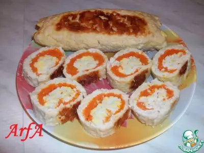 Куриный рулетик с морковью и яйцом, запеченный в фольге